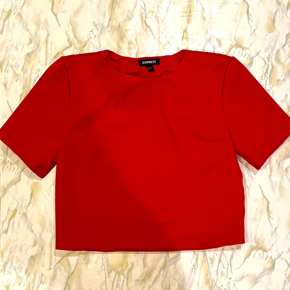Express cropped red tee XS
